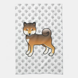Linge De Cuisine Shiba Inu au sésame rouge, chien mignon avec motif