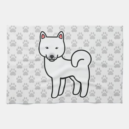 Linge De Cuisine Shiba Inu Blanc (Horizontal)