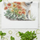 Linge De Cuisine Shiba Inu Chien Maman Florale (Plié)