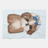 Linge De Cuisine Shih Tzu Blue Bow (Horizontal)