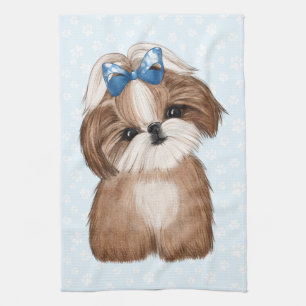 Linge De Cuisine Shih Tzu Blue Bow