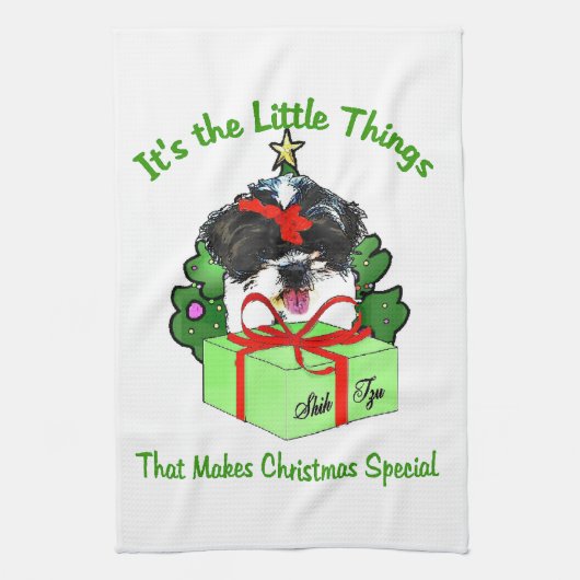 Linge De Cuisine Shih Tzu Noël (Vertical)