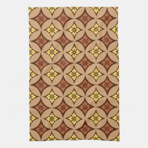 Linge De Cuisine Shippo avec Motif Fleur, Brown et Jaune Doré