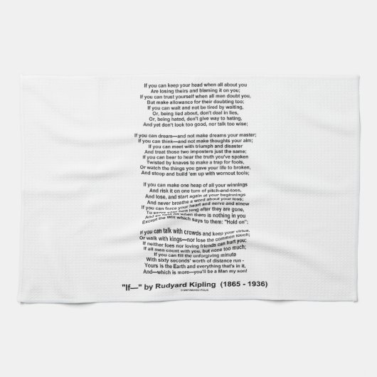 Linge De Cuisine Si poème par Rudyard Kipling (aucune image de (Horizontal)