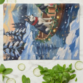 Linge De Cuisine Siberian Husky Christmas Boat Holiday (Plié)