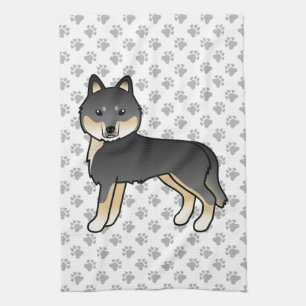 Linge De Cuisine Siberian Husky noir et feu Chien de dessin animé m