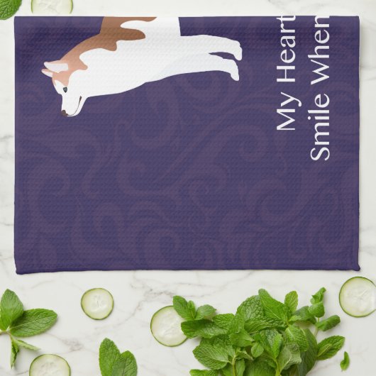 Linge De Cuisine Siberian Husky - Rouge - Penser à votre design (Plié)