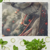 Linge De Cuisine Sibérie Husky Chien Festif de Noël (Plié)