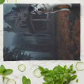 Linge De Cuisine Sibérie Husky Halloween effraie (Plié)