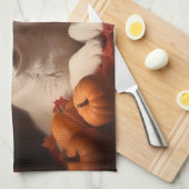 Linge De Cuisine Sibérie Husky Puppy Citrouille d'automne (Quart Plié)