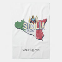 Sicile Drapeau Italie Carte Rétro Souvenir Vintage