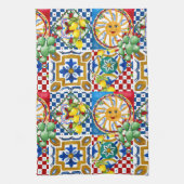 Linge De Cuisine Sicilien, majolica, tuiles, citrons   (Vertical)