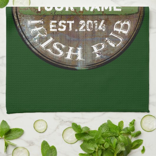 Linge De Cuisine Signe irlandais de pub de Pesonalized (Plié)