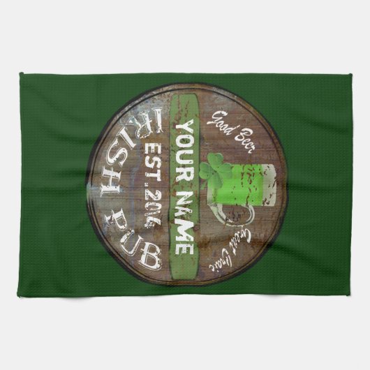 Linge De Cuisine Signe irlandais de pub de Pesonalized (Horizontal)