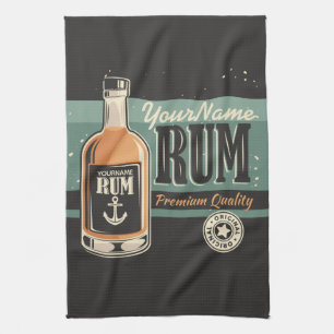 Linge De Cuisine Signe rétro de bouteille de rhum de marin personna