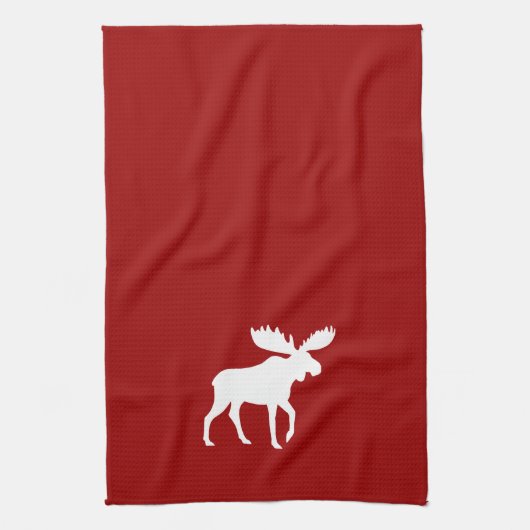 Linge De Cuisine Silhouette blanche d'orignaux (Vertical)