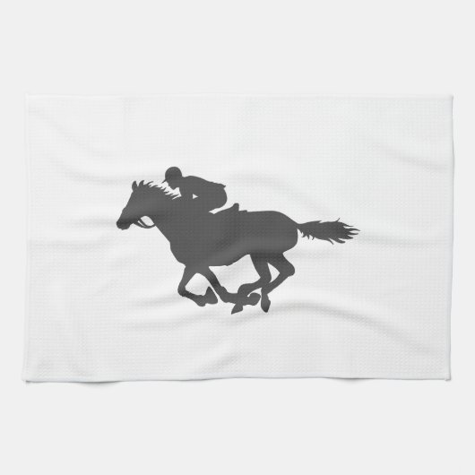 Linge De Cuisine Silhouette cheval jockey - Choisir la couleur arri (Horizontal)