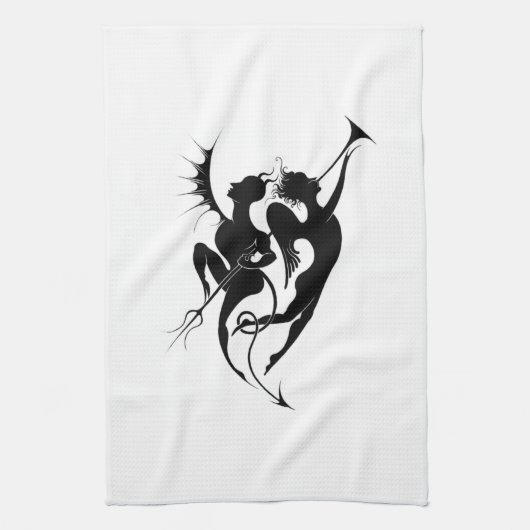 Linge De Cuisine Silhouette d'ange et de diable (Vertical)