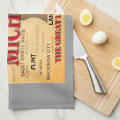 Linge De Cuisine Silhouette de carte de fierté d'État du Michigan (Quart Plié)