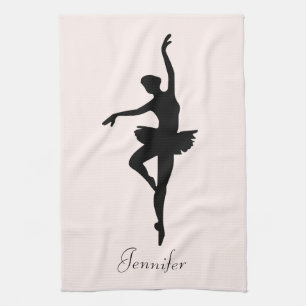 Linge De Cuisine Silhouette de danse de la Ballerina rose personnal