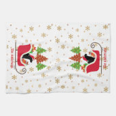 Linge De Cuisine Silhouette de Noël Black Labrador (Horizontal)