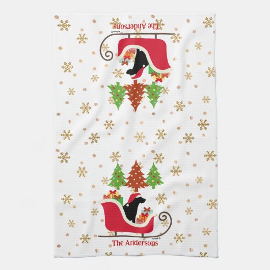 Linge De Cuisine Silhouette de Noël Black Labrador (Vertical)