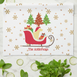 Linge De Cuisine Silhouette de Noël du Labrador jaune