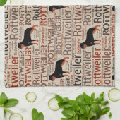 Linge De Cuisine Silhouette de rottweiler et motif d'art de mot (Plié)