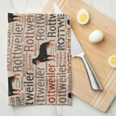Linge De Cuisine Silhouette de rottweiler et motif d'art de mot (Quart Plié)