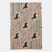 Linge De Cuisine Silhouette de rottweiler et motif d'art de mot (Vertical)
