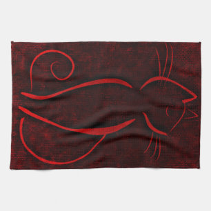 Linge De Cuisine Silhouette de rouge de chat