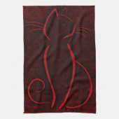 Linge De Cuisine Silhouette de rouge de chat (Vertical)