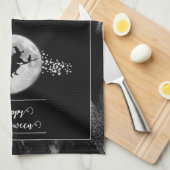 Linge De Cuisine Silhouette de sorcière noire Halloween (Quart Plié)