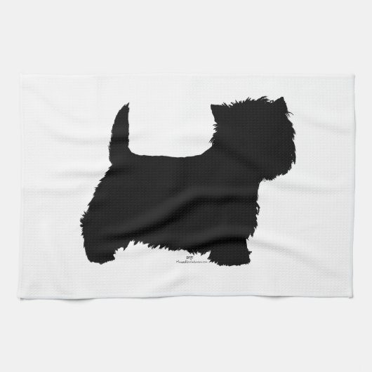 Linge De Cuisine Silhouette de Westie debout (Horizontal)