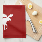 Linge De Cuisine Silhouette d'élan blanc (Quart Plié)
