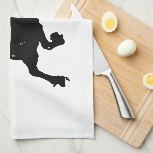 Linge De Cuisine Silhouette du cheval blanc noir (Quart Plié)