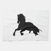 Linge De Cuisine Silhouette du cheval blanc noir (Horizontal)
