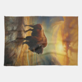 Linge De Cuisine Silhouette du coucher de soleil de bison de buffle (Horizontal)