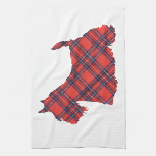 Linge De Cuisine Silhouette du Tartan du Terrier Écossais