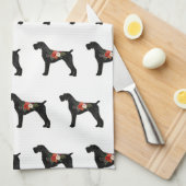 Linge De Cuisine Silhouette Florale À poils durs allemande Boho Poi (Quart Plié)