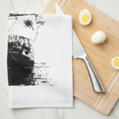 Linge De Cuisine Silhouette noire de bateau (Quart Plié)