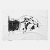 Linge De Cuisine Silhouette noire de bateau (Horizontal)