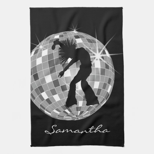 Linge De Cuisine Silhouette super de danseur sur DiscoBall (Vertical)