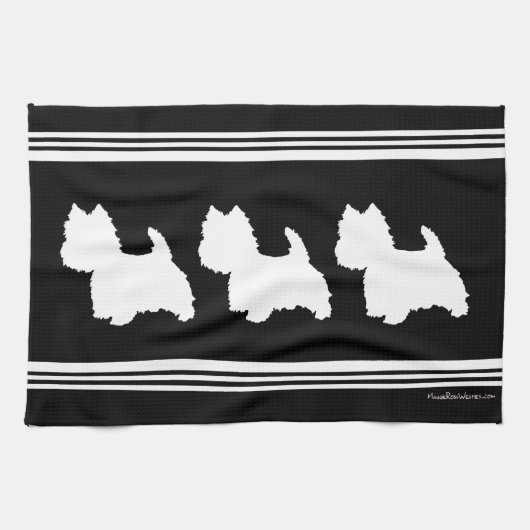 Linge De Cuisine Silhouette Westie en noir (Horizontal)
