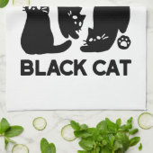 Linge De Cuisine Silhouettes de chat noir - Design Feline mignon (Plié)
