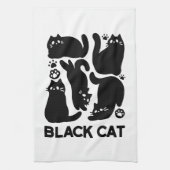 Linge De Cuisine Silhouettes de chat noir - Design Feline mignon (Vertical)
