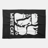Linge De Cuisine Silhouettes de chaton blanc - Design Feline mignon (Horizontal)