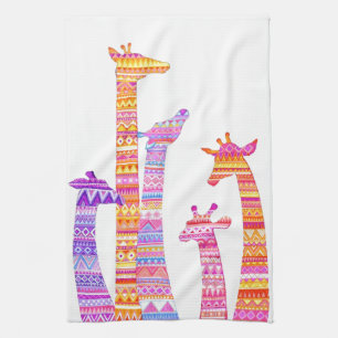 Linge De Cuisine Silhouettes de girafe dans la copie tribale