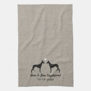 Linge De Cuisine Silhouettes de Podenco d'Ibiza avec Cœur