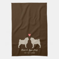 Silhouettes de Pug avec cœur et texte